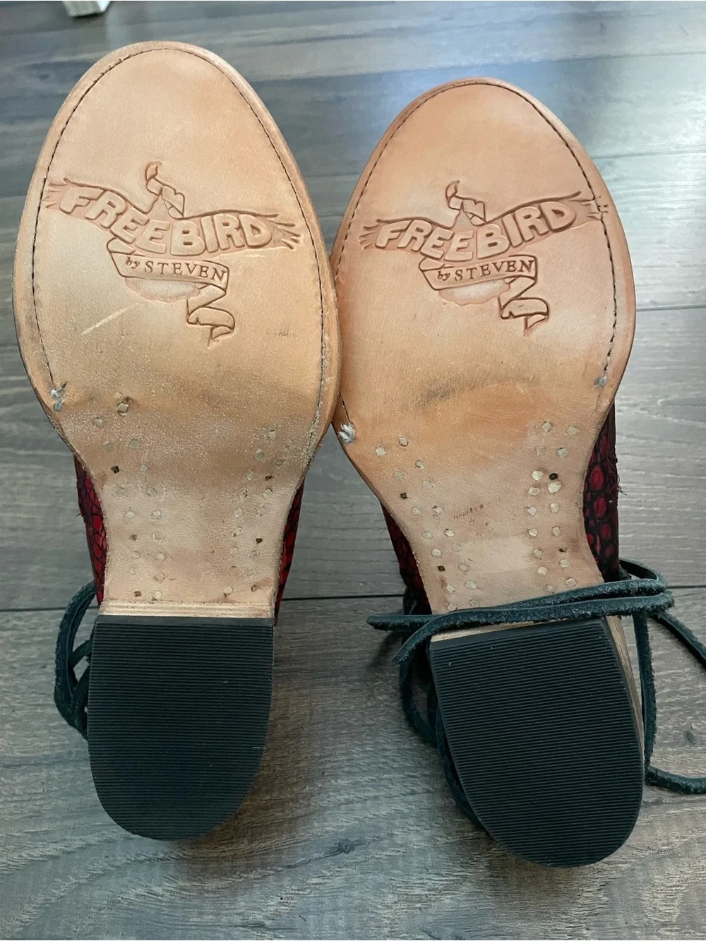 freebird Steven Jojo Leather Croc-Embossed Lace-Up Cutout Booties 7